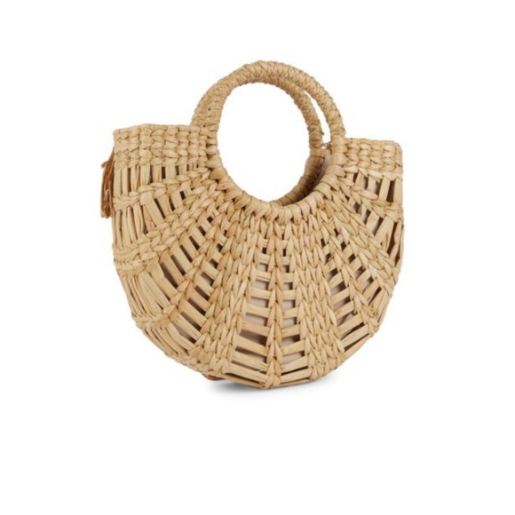 POOLSIDE Mini Holly Cowrie Shell & Fringe-Trimmed Straw Bag. - Picture 4 of 4